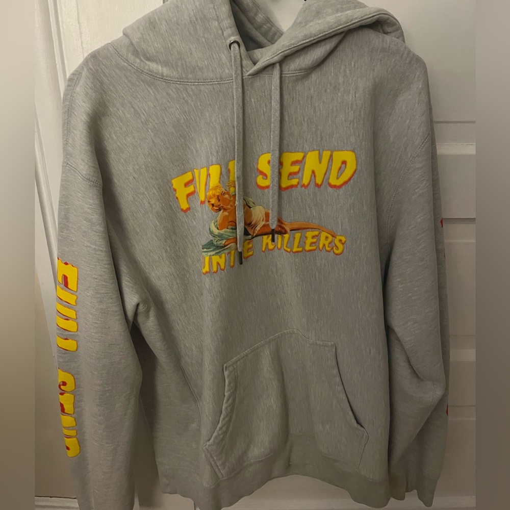 Full Send Gray Hoodie with Graphic Design